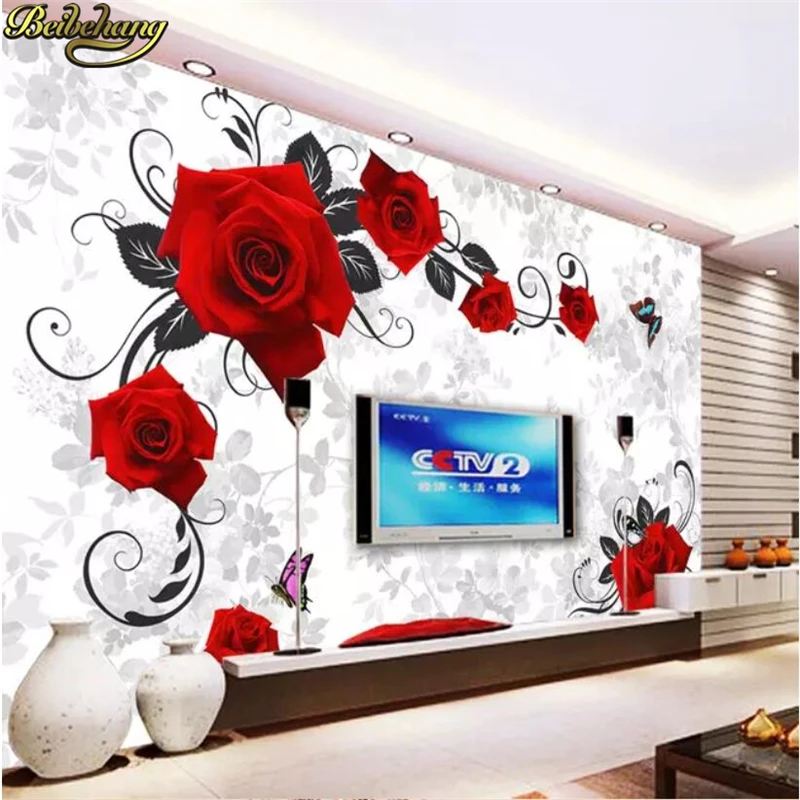 Mural Wallpaper Papel-De-Parede Bedroom Custom Backdrop Beibehang Livig-Room Rose TV
