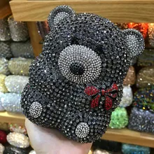 XIYUAN леди черный/серебро горный хрусталь свадебный клатч коктейльное вечерние кошелек Роскошный Кристалл Вечерняя сумочка; BS010 Для женщин выпускного вечера свадебные сумки