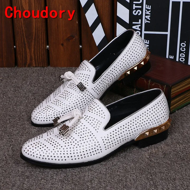 Italian shoes men leather Flat Loafers White Crystal Bling Bling Rhinestone Leather Dress Shoes Slip On Zapatos Hombre size12 Italian shoes men leather Flat Loafers White Crystal Bling Bling Rhinestone Leather Dress Shoes Slip On Zapatos Hombre size12