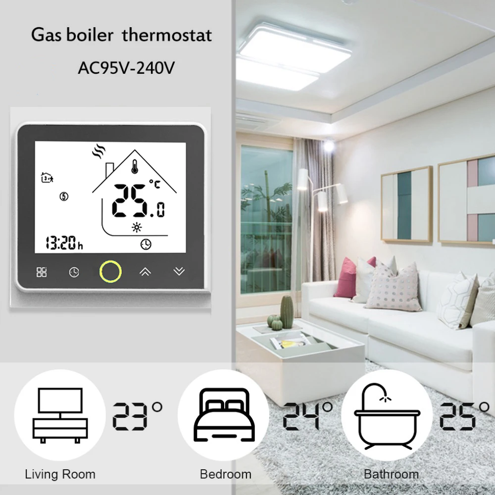 Программируемый термостат 3A газовый котел нагревательный термостат lcd сенсорный экран терморегулятор теплый домашний комнатный регулятор температуры