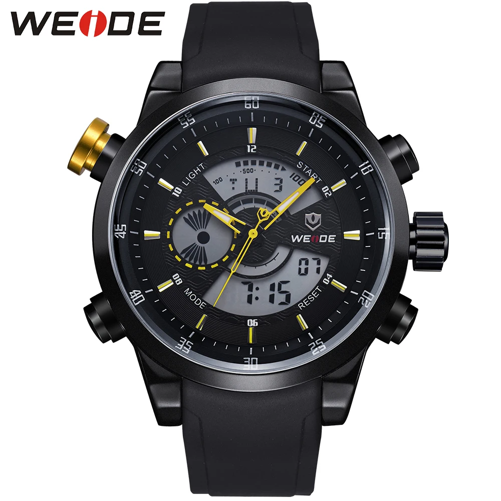 

WEIDE Military Army Men Sports Full Stainless Steel Quartz Watch LCD Analog Digital Waterproof Calendar Alarm Watches Men Gifts