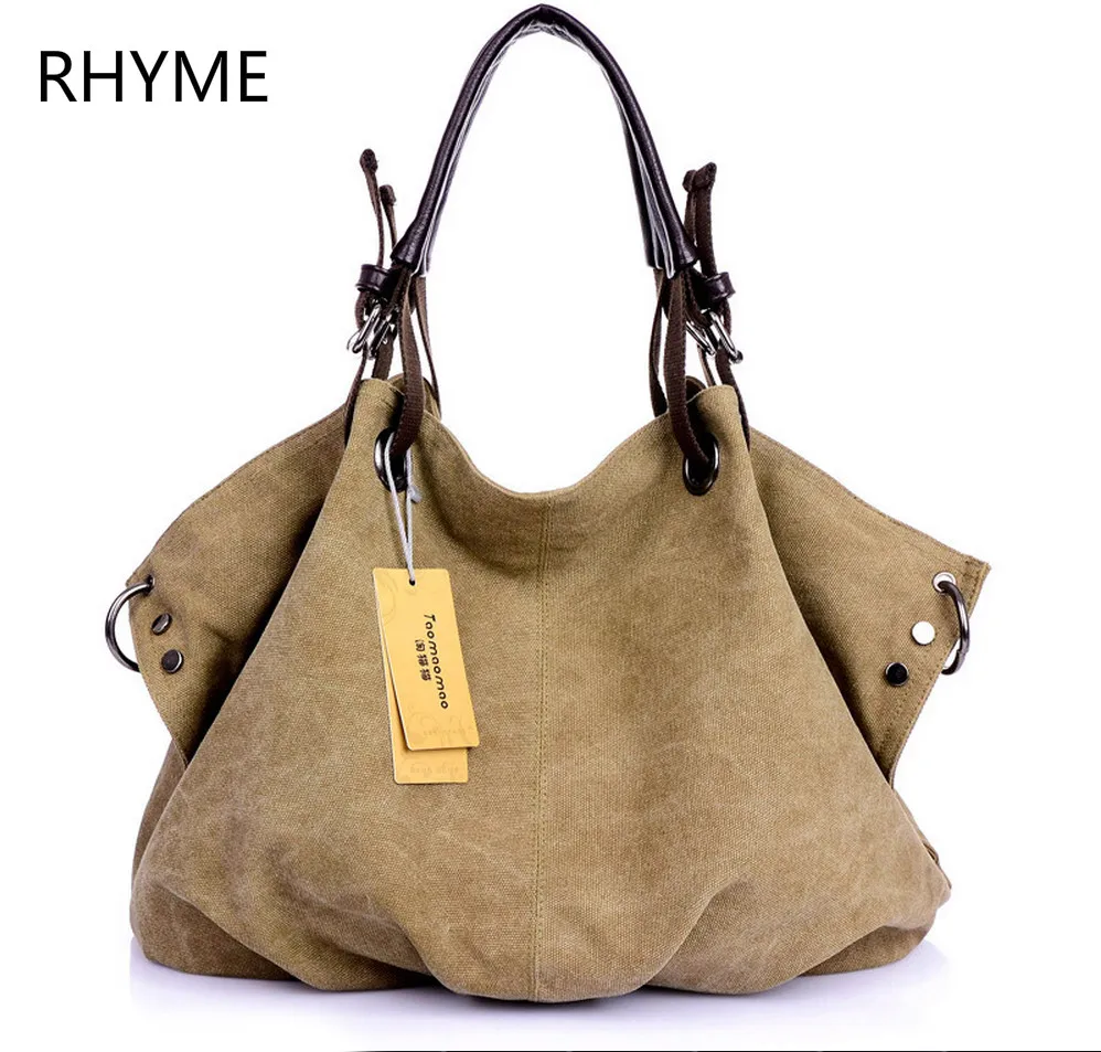 RHYME Trending Style Canvas Handbag Women Large Shoulder Bag Fashion Casual Bolsos Famous Designer Capacity Sac