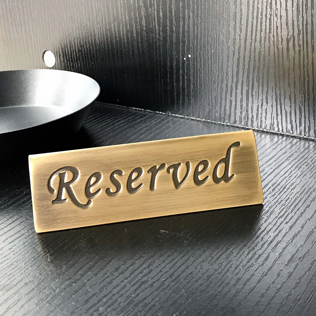 Set of 10 Table Tent Sign RESERVED - Stainless Steel, 12cm x 4cm
