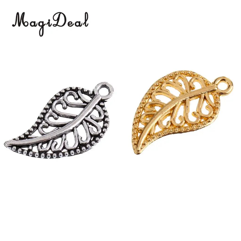 MagiDeal 75Pieces Vintage Hollow Filigree Leaf Charms Pendants Jewelry Findings Jjewelry Making Dangle Scrapbooking Material
