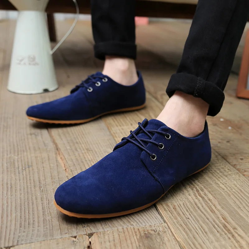 

New 2019 Summer Men's Shoes Suede Leather Men Casual Shoes Breathable Comfortable Men Flats Fashion Lace Up Men Sneakers Loafers