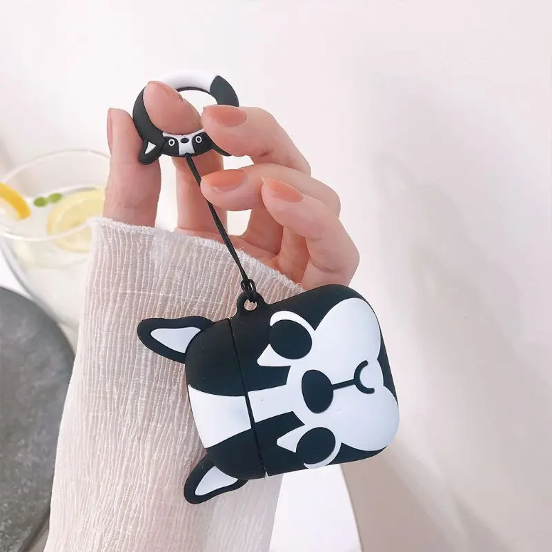 

Soft Silicone Fashion Cute Bulldog Protective Cover Shockproof Case Skin for Airpods 1/2 Charging Box
