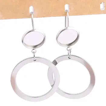 

reidgaller 10pcs Fit 12mm cabochon earring settings with hoop circle diy blank cameo base bezel trays for jewelry making