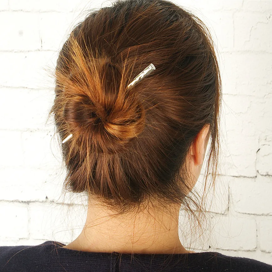 1 шт. Геометрическая заколка для волос минимализм палочки для еды металлические палка аксессуары для волос Панк индивидуальность женщин ювелирное изделие в виде заколки