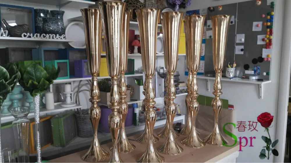 

SPR 88cm high New!5pcs/lot Gold wedding table flower stands/flower vase for wedding table centerpieces