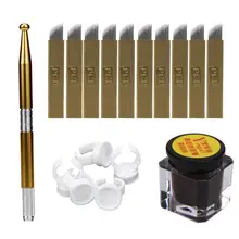 Microblading постоянный 3D Макияж бровей татуировки иглы ручка пигмента комплект леверт челнока y622