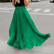 Bohemian Pleated Long Skirt New Lady Loose Soild High Waist Length Skirt All-match Womens Ankle-Length Maxi Skirt Plus Size Bohemian Pleated Long Skirt New Lady Loose Soild High Waist Length Skirt All-match Womens Ankle-Length Maxi Skirt Plus Size