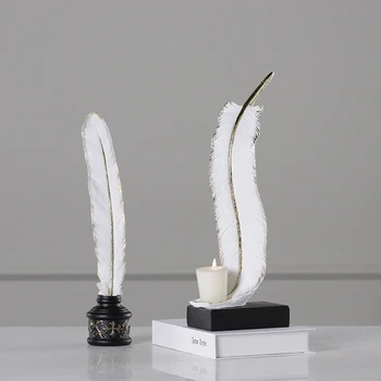 

Creative Phnom penh feathers home decoration White gilt feather Resin decoration table villa partition vintage decoration