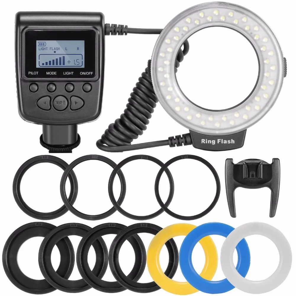 NEEWER RF 550D Macro 48 pieces LED Ring Flash Light for Canon Nikon Olympus Panasonic DSLR 49/52