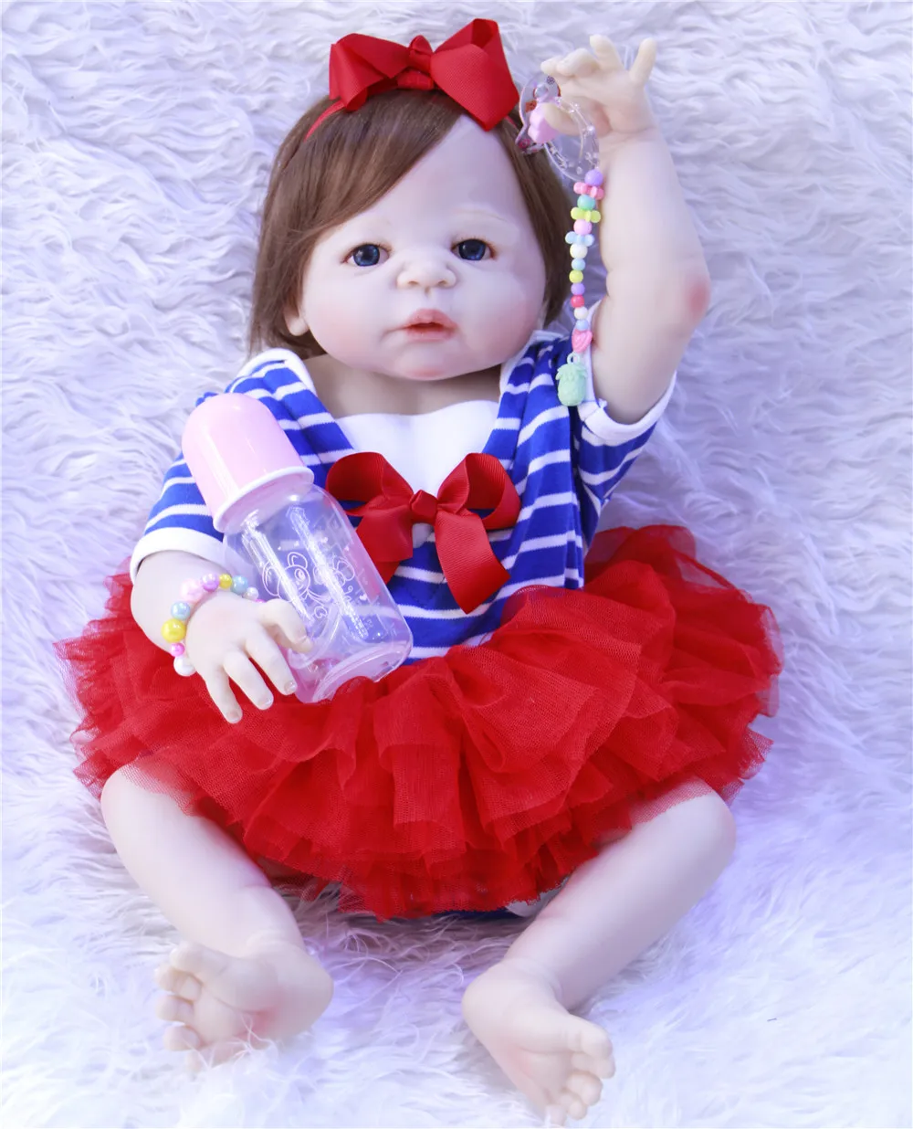 

Handmade bebe alive bb reborn 23inch 57cm Full silicone Reborn Baby Dolls Silicone Kids Toddler bathe toy Birthday Xmas Gift