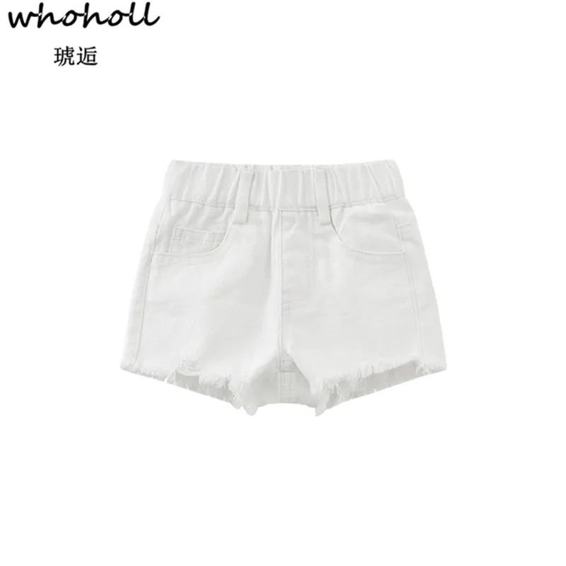 WHOHOLL Kid Shorts Baby Boy Girl Pants Summer Jeans Ripped Denim Shorts Children's Solid White Black Purple Shorts 1-6 Years Old