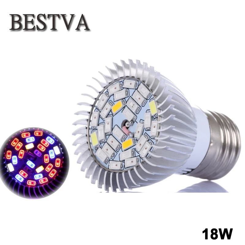 

2pcs/lot BESTVA E27 18W 28leds Mini Grow Light Full Spectrum bulb for Hydroponics and Small Plants indoor grow lights