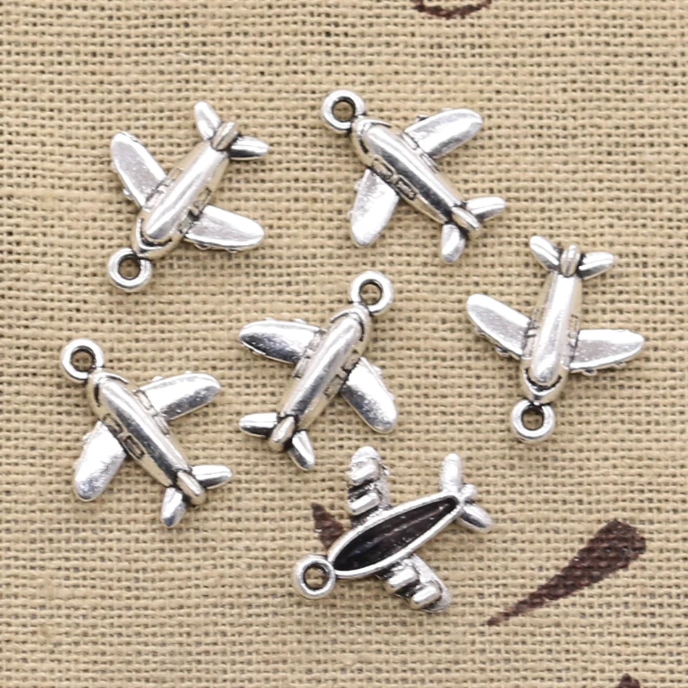 

50pcs Charms lover plane airplane 15x14mm Antique Silver Plated Pendants Making DIY Handmade Tibetan Silver Jewelry