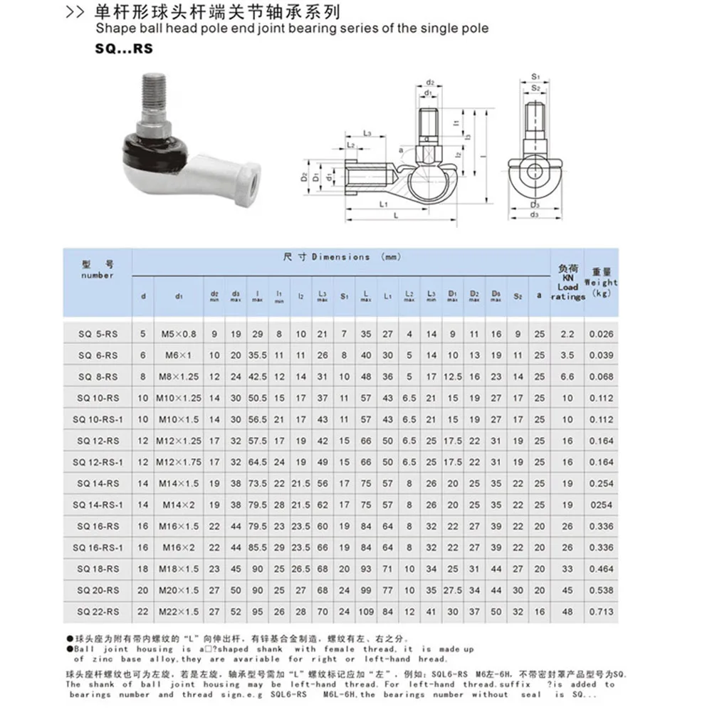 M12/M14/M16/M18/M20/M22 шаровой шарнир стержень концевой подшипник соединитель 90 градусов