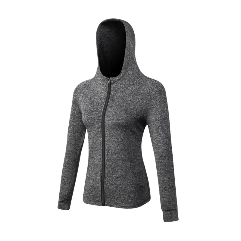 

Women's Spring and Autumn Hoodie Fitness Training Thin Jacket Quick-drying zipper sports top Winter outdoor running thick coat