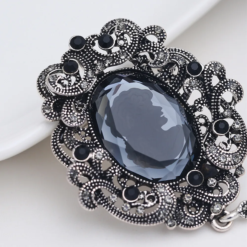 2018 Top luxury Black big Brooch pins crystal Rhinestone Vintage Big