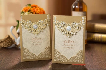 

Customize Gold Laser Cut Wedding Party Invitation Card, Personalized Engagement Invitations,100PCS, Express Shipping