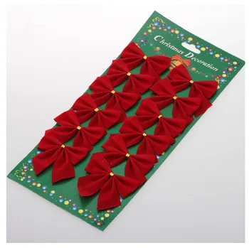 

600packs Wholesale Nice 12pcs /pack Pretty Red Bows For Festival Decoration Christmas Tree Christmas Ornament