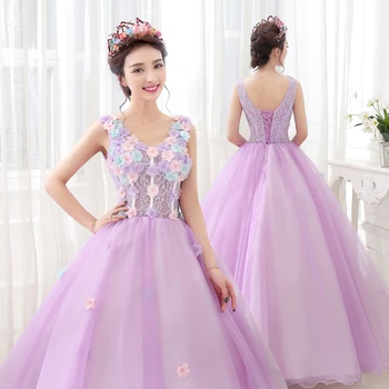 

Blue Sweet 16 Dresses Ball Gowns Quinceanera Dresses Sleeveless Floral Lace Applique Dress for Masquerade quinceanera-mekko