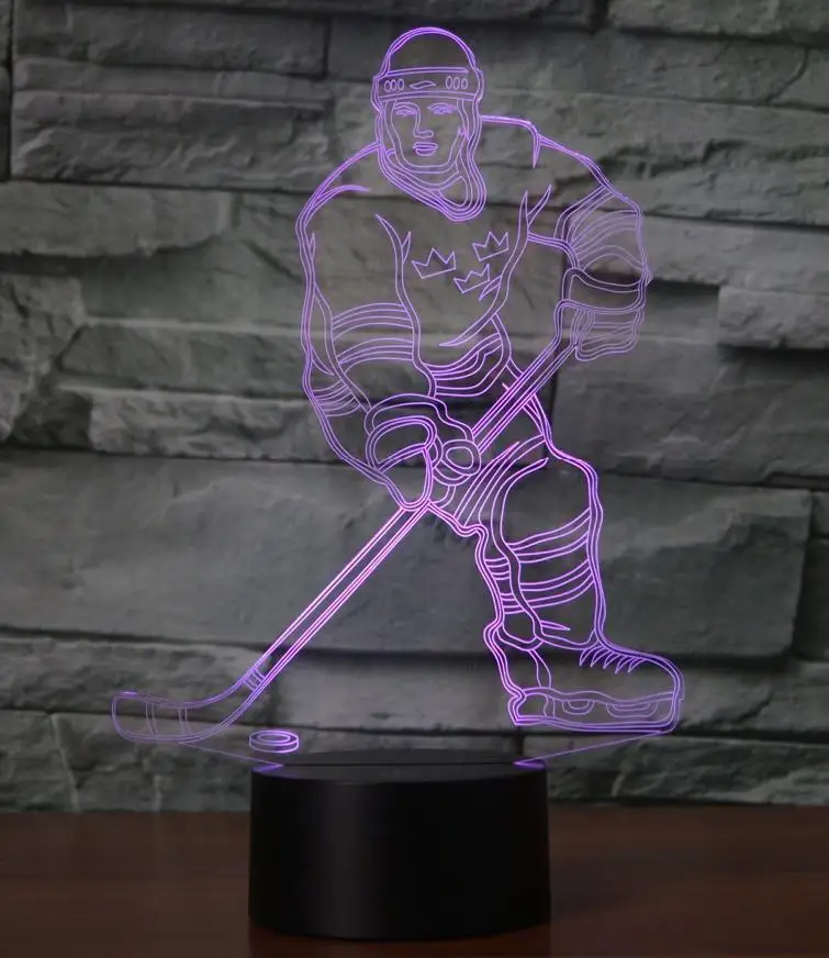3D хоккей на льду сенсорный 7 цветов Настольная лампа светодиодный Иллюзия ночной Светильник Магазин Бар Спальня подарок декор светильник s