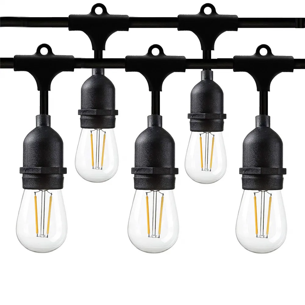 7M 15M Outdoor LED String Lights Waterproof E26 E27 S14 2W LED Retro Edison Filament Bulb Street Garden Patio Holiday Lighting