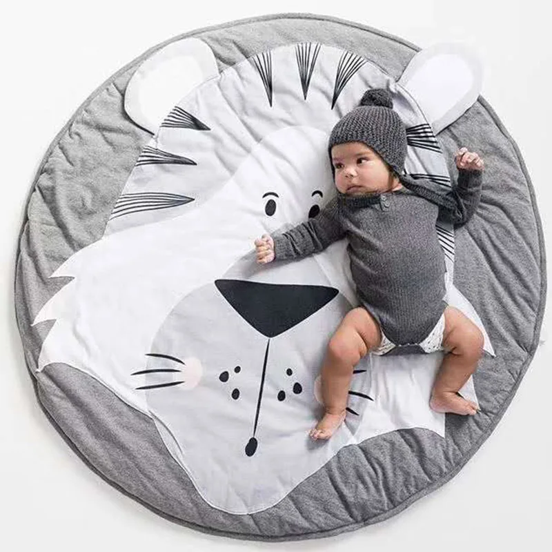 Baby Playmat Soft Cotton Round Play Mats Cartoon lion Crawling Mat Kids Play Rugs Floor Carpet