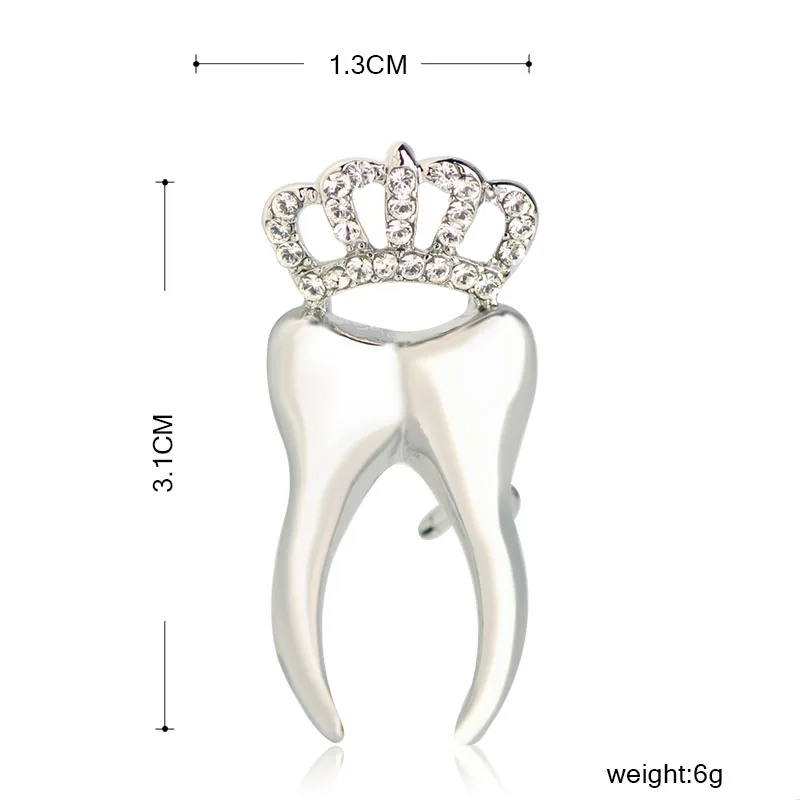 Funmor Кристалл Корона зуб Форма Броши для женщин мужчин подарки металлическая брошь булавки свадьба на праздник, украшение для платья Harajuku значок