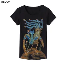 Kenvy бренд Модные женские туфли высокого класса люкс Бусины Феникс Slim с коротким рукавом Футболки для женщин футболки