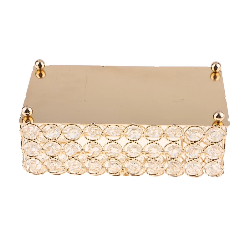 Color : Gold, Size : 21 x 12.5 x 6.3cm Tissue Box Crystal Facial Tissue Box Holder Crystal Square Napkin Dispenser Bedroom Office Hotel Cafe Coffee House Bar