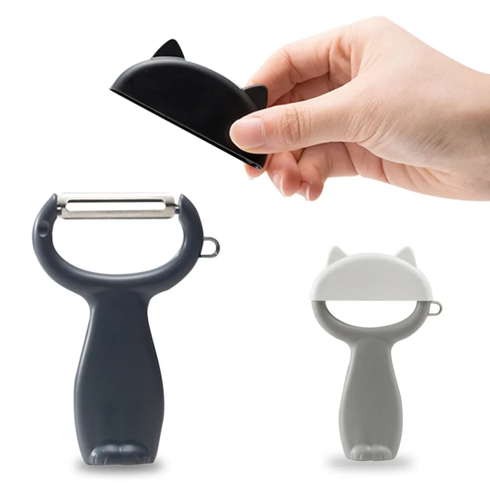

PREUP Novelty Cartoon Cat Shape Manual Vegetable Carrot Fruit Peeler Practical Grater Kitchen Accessories With Dust-Proof Lid