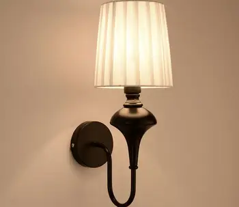 

Modern Wall Lamp Hotel Lighting Fabric Lampshade Wall Sconce For Corridor Balcony Bedroom White Black Bedside Lamps