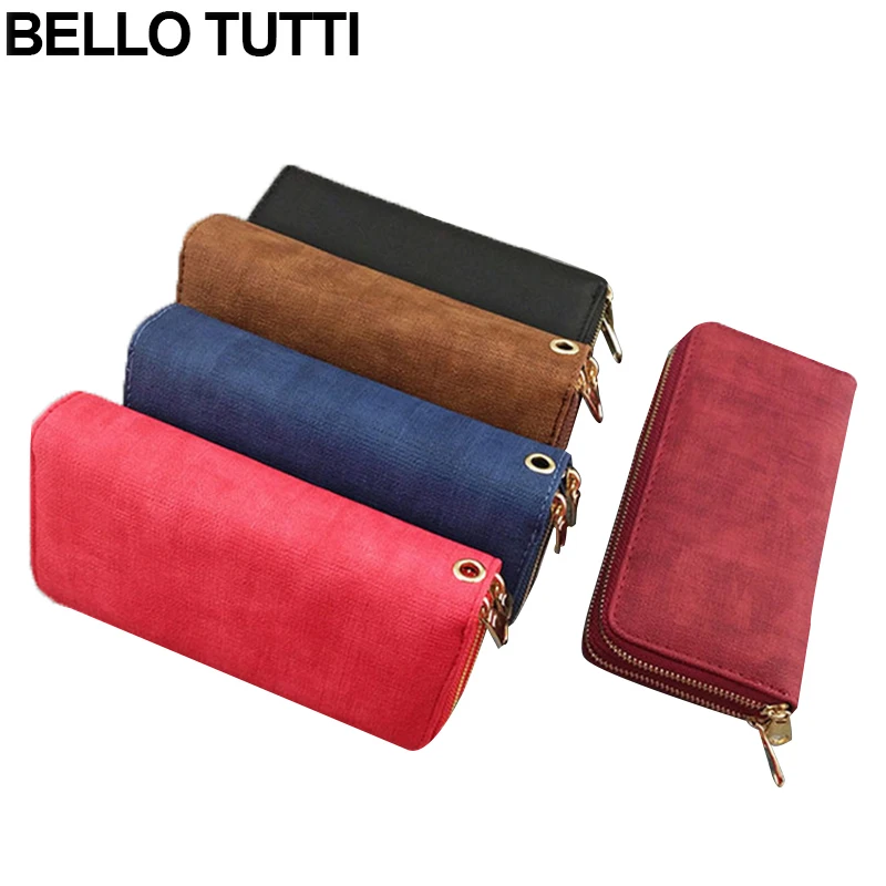 BELLO TUTTI Large Capacity Fashion Women Wallets Long PU Leather Purse Female Double Zipper Clutch Bag Crad Holder Phone Purse BELLO TUTTI Large Capacity Fashion Women Wallets Long PU Leather Purse Female Double Zipper Clutch Bag Crad Holder Phone Purse