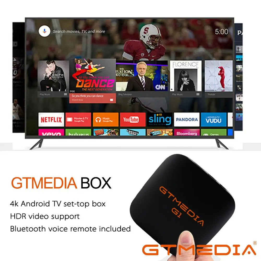 GTmedia G1 مشغل وسائط صندوق التليفزيون 1 GB RAM 8 GB ROM S905W الروبوت 7.1 التحكم عن بعد 4 K 2 K HD 2.4G بنيت في واي فاي مجموعة أعلى صناديق IPTV