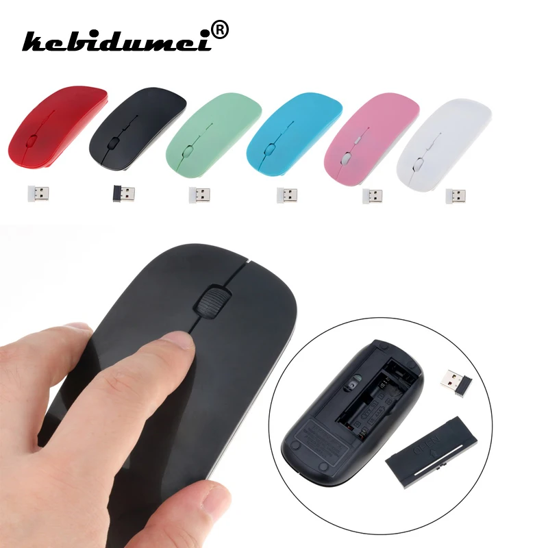 kebidumei Ultra Thin USB 2.4Ghz Wireless Mouse Optical Gaming For Apple Mac Laptop Power Switch Mice Slim Receiver Computer Hot