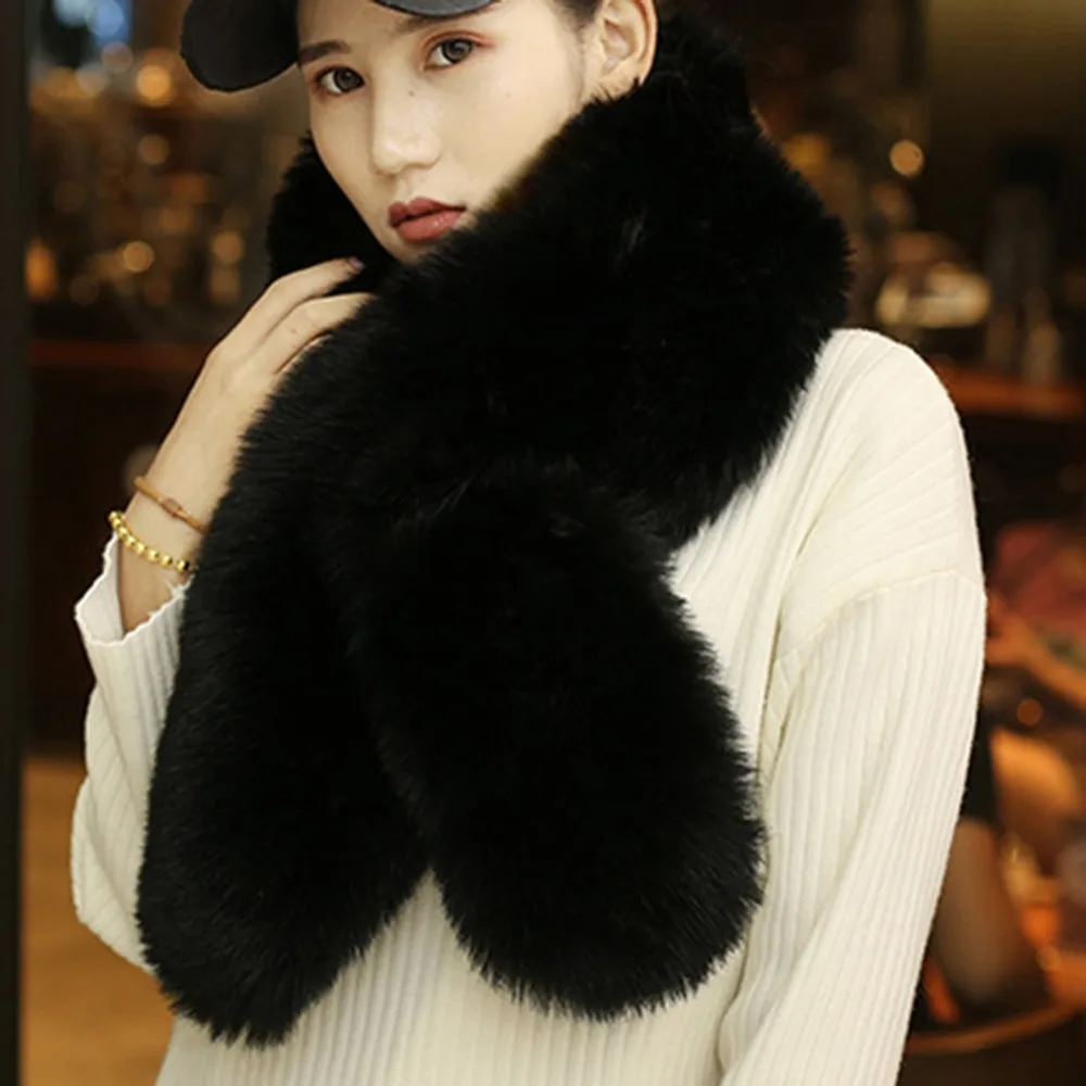 Women Large Soft Faux Fur Scarf Collar Winter Warm Fluffy Furry Shawl