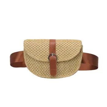 

Women Half Circle Straw Bags Straw Waist Bags Fanny Summer Waist Pack Beach Shoulder Messenger Bag Bolsas Feminina Muje