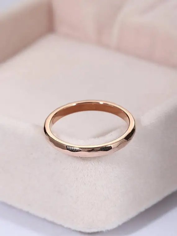 MYRAY Solid 14k Rose Gold Wedding Band Plain Gold Engagement Ring