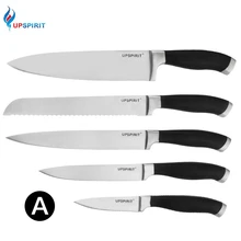 Hot 5Pcs/set Stainless Steel Kitchen Knives POM Black Handle Bread Chef Knives Slicing Utility Paring Knife Multi Cooking Tools