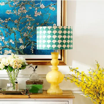 

Mediterranean Sea American Rural Ceramic Fabric Led E27 Table Lamp For Living Room Bedroom Bedside Study H 60cm AC 80-265V 2098