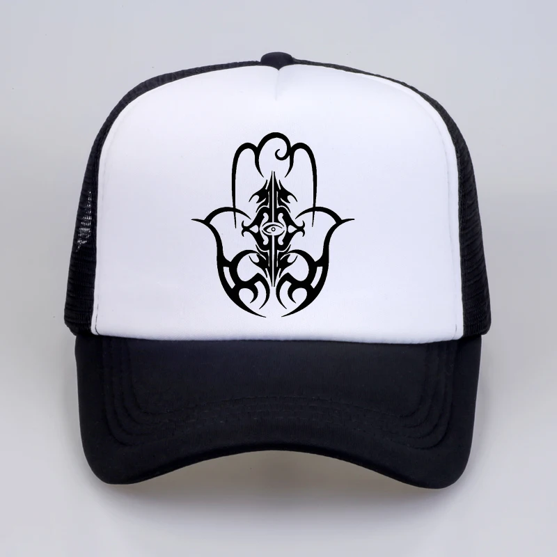 HAMSA Man/женская кепка Ручной Индийский символ Фатимы Insigna исламский, мусульманский Insignia бейсболки Кепка Дальнобойщика с сеткой - Цвет: Многоцветный