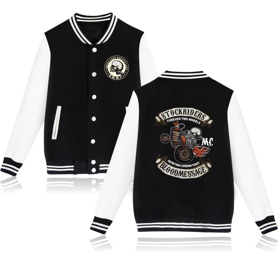 

West Coast Punk Skull Locomotive Sweatshirt Baseball Jacket Women/Men Buttons Uniform Coat Autumn winter Bomber Jacket clothes