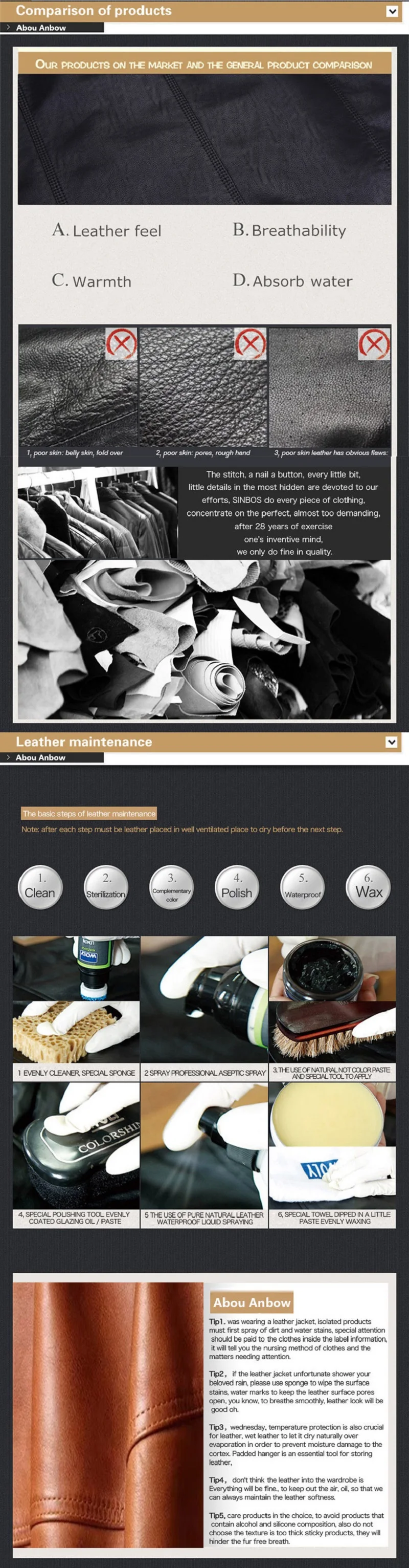 Cheap Abou Anbow Hand rubbing Turkish Cowhide Genuine Leather Jacket Mens Moto & Biker Short Model High-quality Overcoat Plus Suze 9