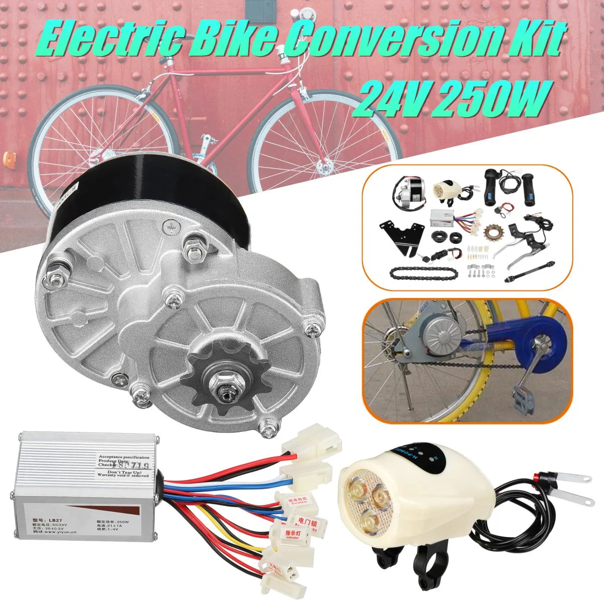 

24V 250W Electric Bike Conversion Motor Controller Kit For 22-28'' Ordinary Electric Bike Conversion Kit