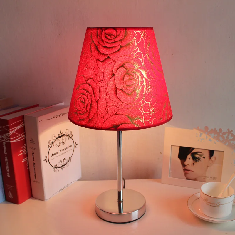 

Modern simple table lamp Red Rose Dimming lamps table living room bedroom Bedside wedding deco Table lamp home deco luminaria