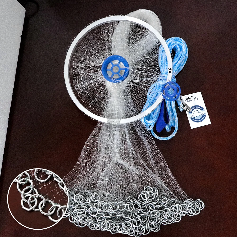 Hand fish Casting Net World Fishing Network Mesh 1*1cm Iron Pendant Cast Net American Style Fly Fishing Net Sports Hand Throw