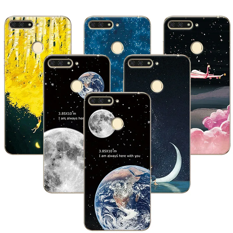

YOUVEI Silicone Case Covers For Huawei Honor 7A Pro Space Stars Couple Phone Cases For Huawei Honor 7A Pro 7 A Pro 5.7" Cover